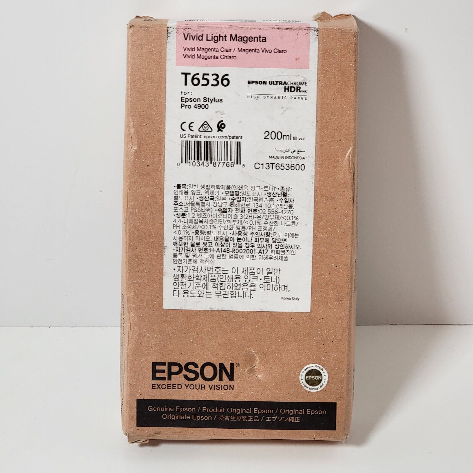 Genuine Epson T6536 Vivid Light Magenta Pro 4900 Expired 10/2021 Cat#JK