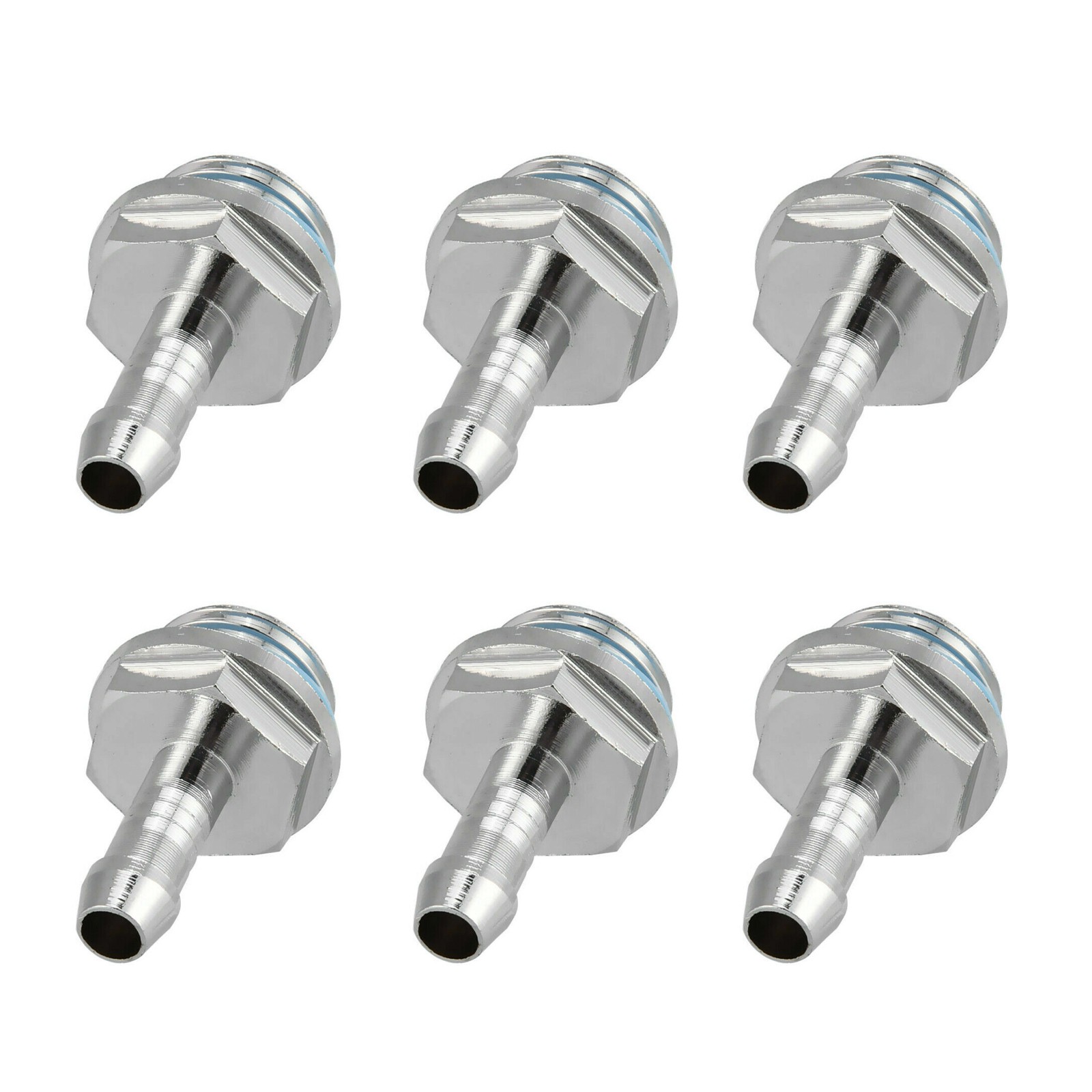 6Pcs Tube Tow-touch Fitting Barb Connector 9mm G1/4 Thread For PC Water Cooling