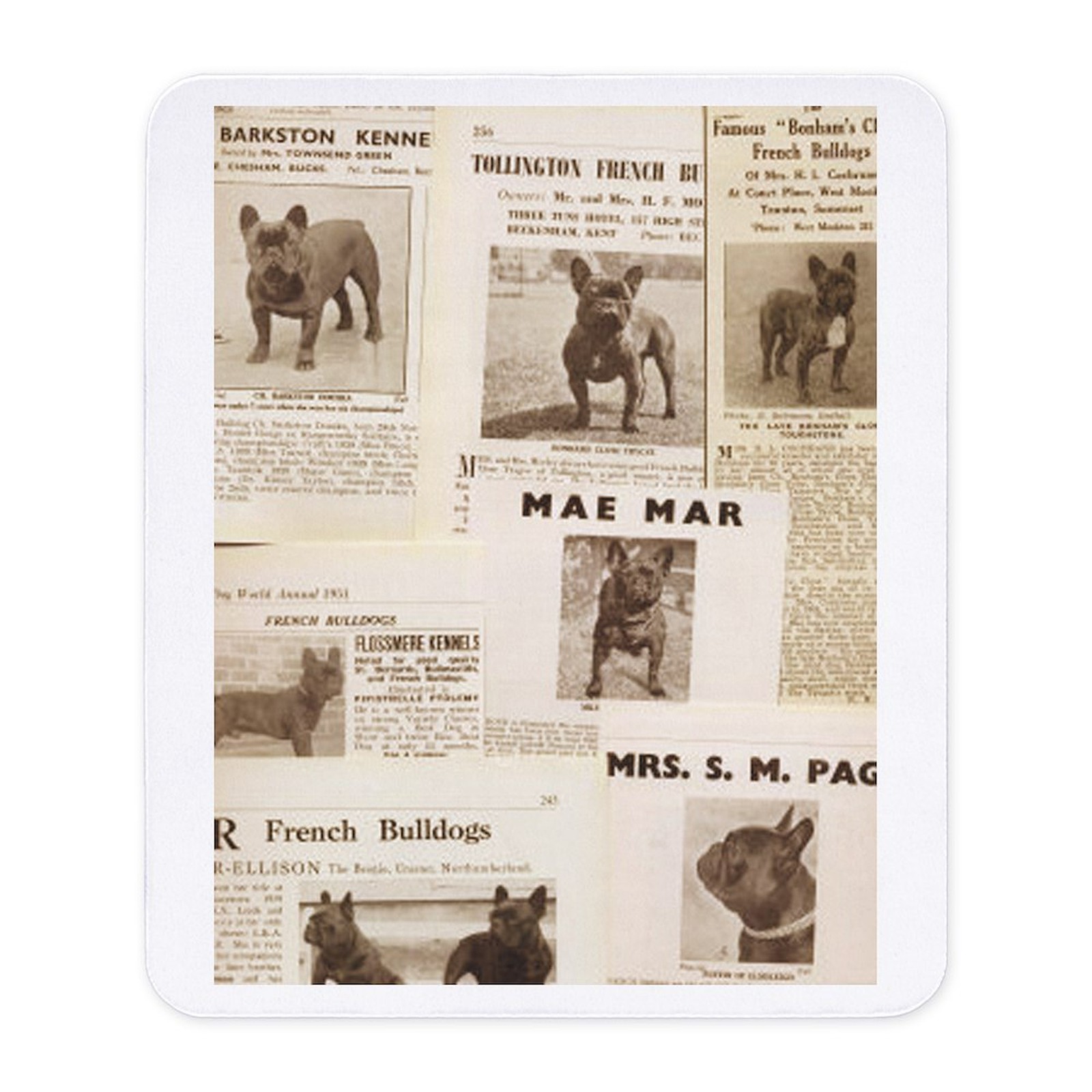 CafePress French Bulldog Clippings Mousepad  (71890214)
