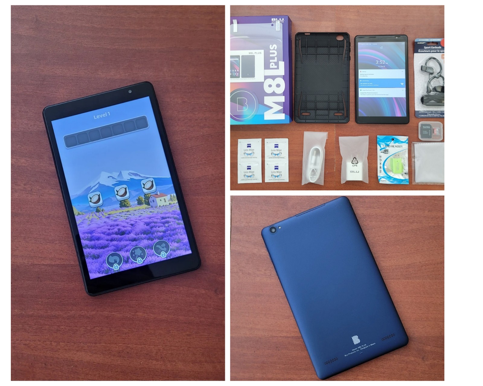 BLU M8L Plus 8" Tablet 32GB WiFi 4G - Blue Bundle w/ Extra 16GB, Charger & Case