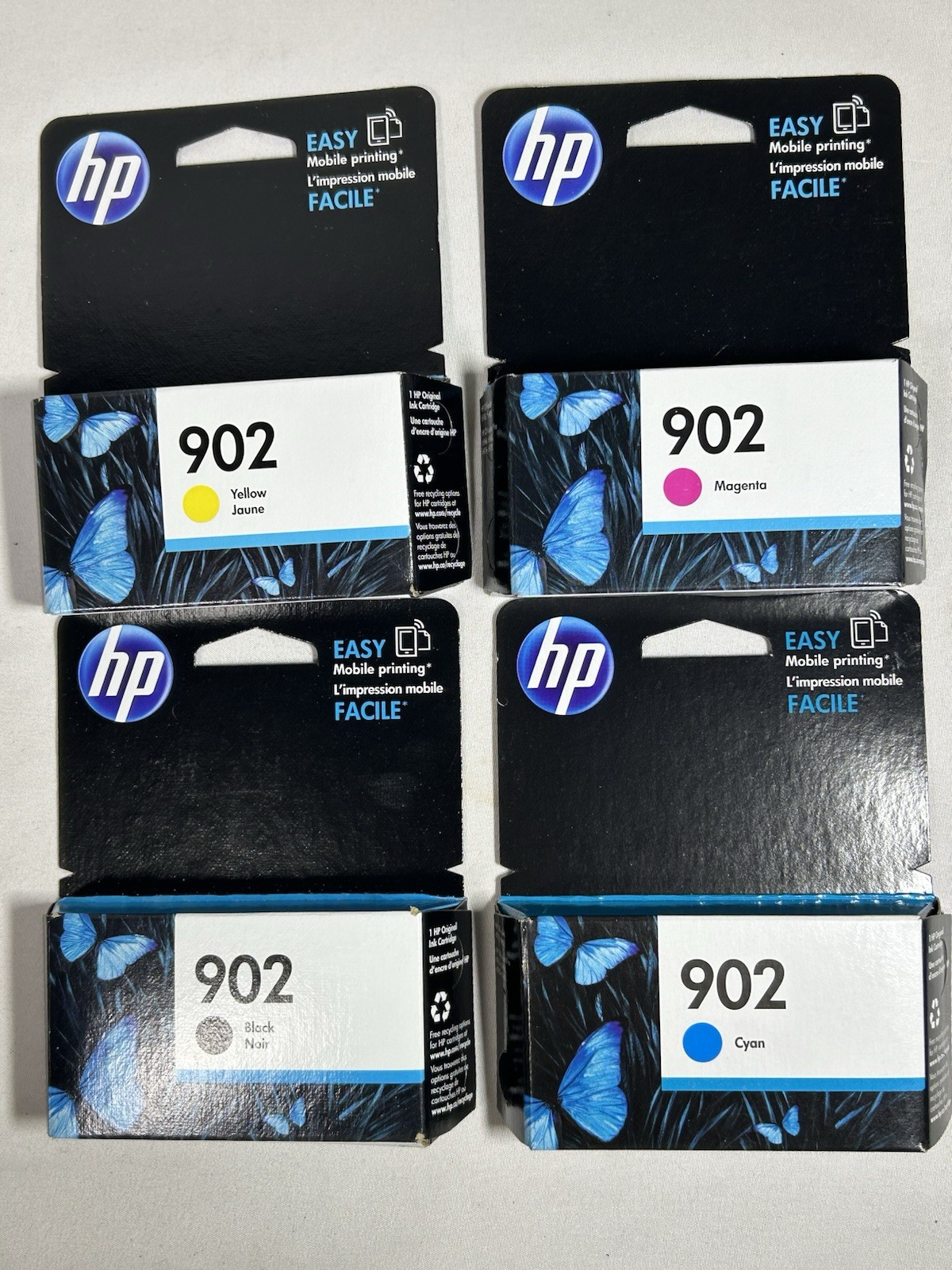 4X HP 902 1 Yellow + 1 CYAN + 1 Magenta + 1 Black New Sealed Box Lot Printer Ink