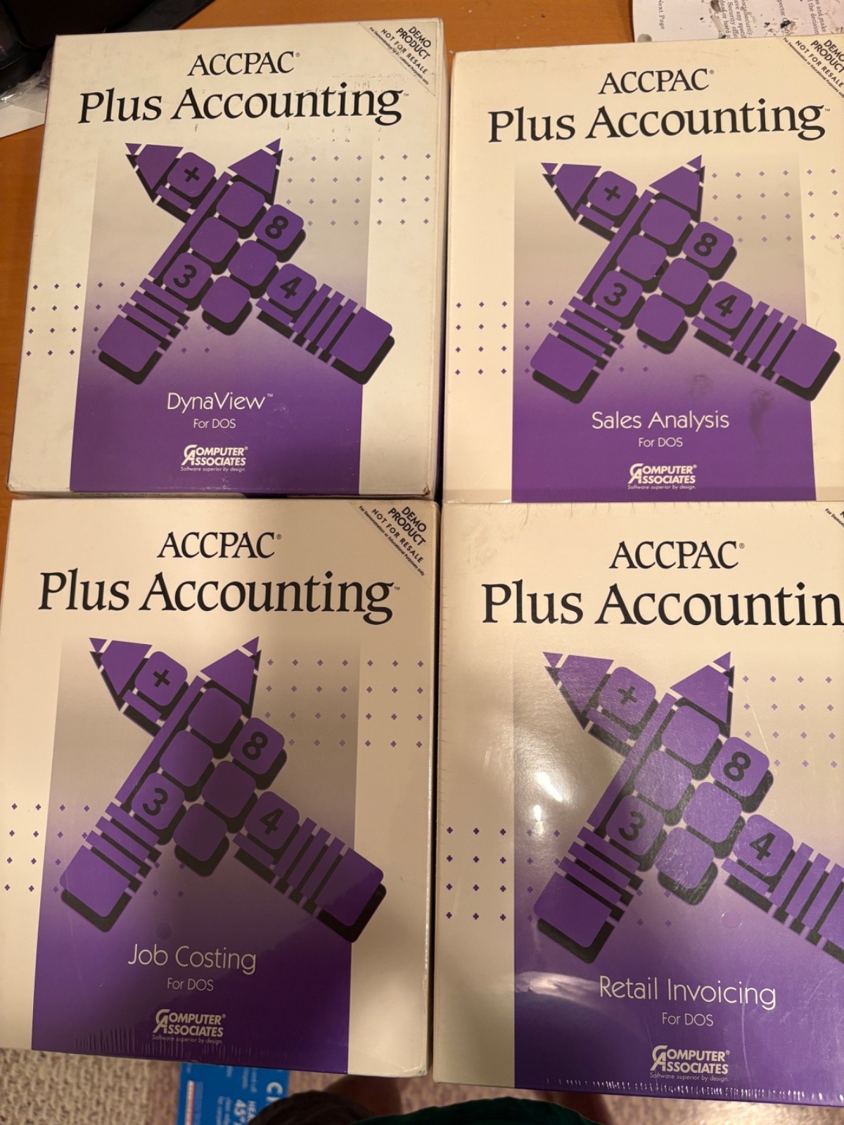 A Lot Of 4 BRAND NEW Shrink wrapped ACCPAC Plus Modules. JC, SA, RI, DV.  NFR.