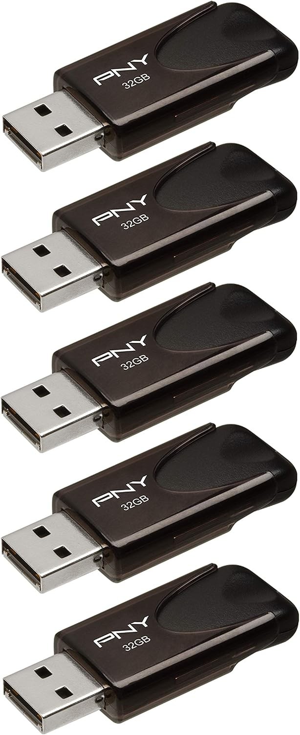 32GB Attaché 4 USB 2.0 Flash Drive Black Pack of 5