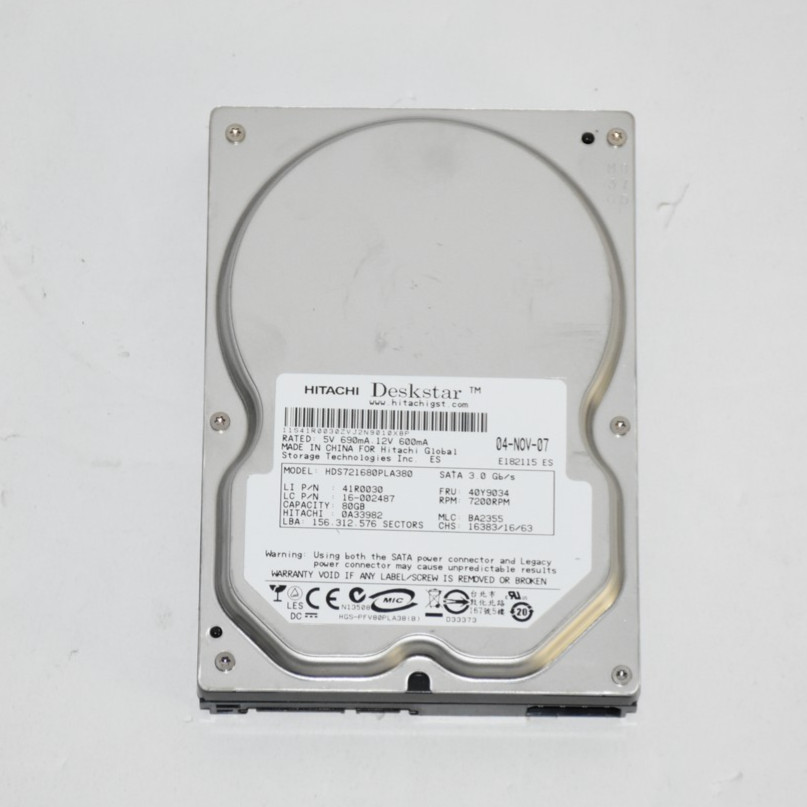 IBM Hitachi Deskstar 7K160 80GB 7.2K SATA 3G 3.5" Hard Drive HDD HDS721680PLA380