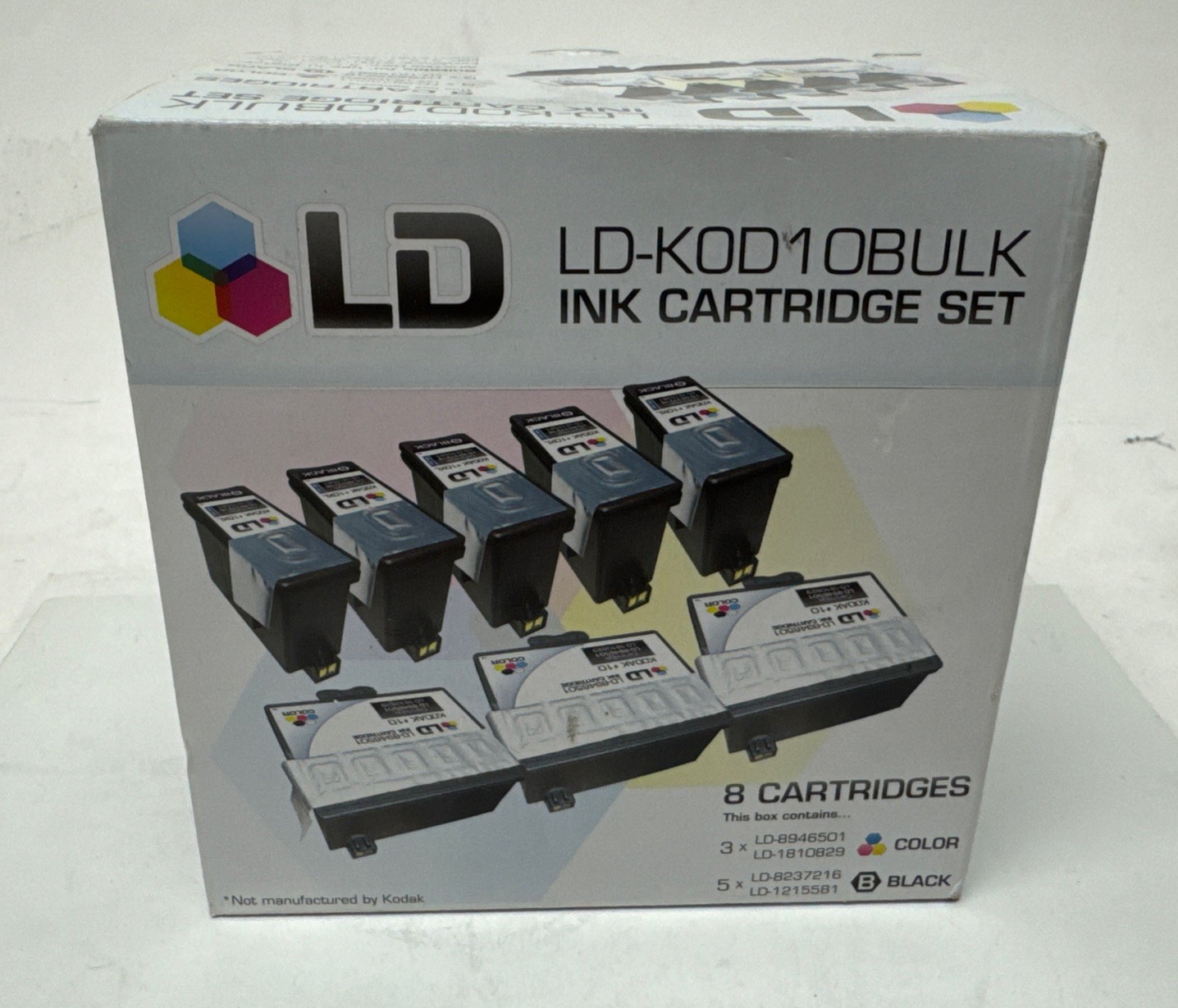 Mixed Lot Kodak - LD-KOD10 Ink Cartridges - 4 Cartridges - 1 Color and 6 Black