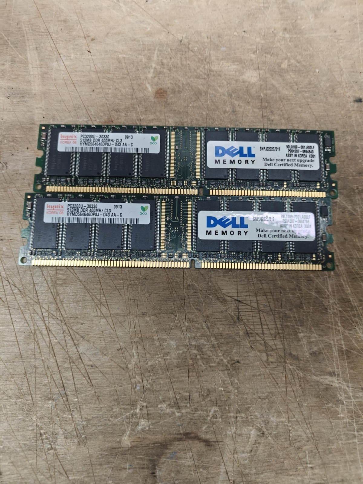 Dell Hynix 1GB Kit 2x512MB DDR1 DDR400 PC3200U 184-Pin Desktop RAM Untested