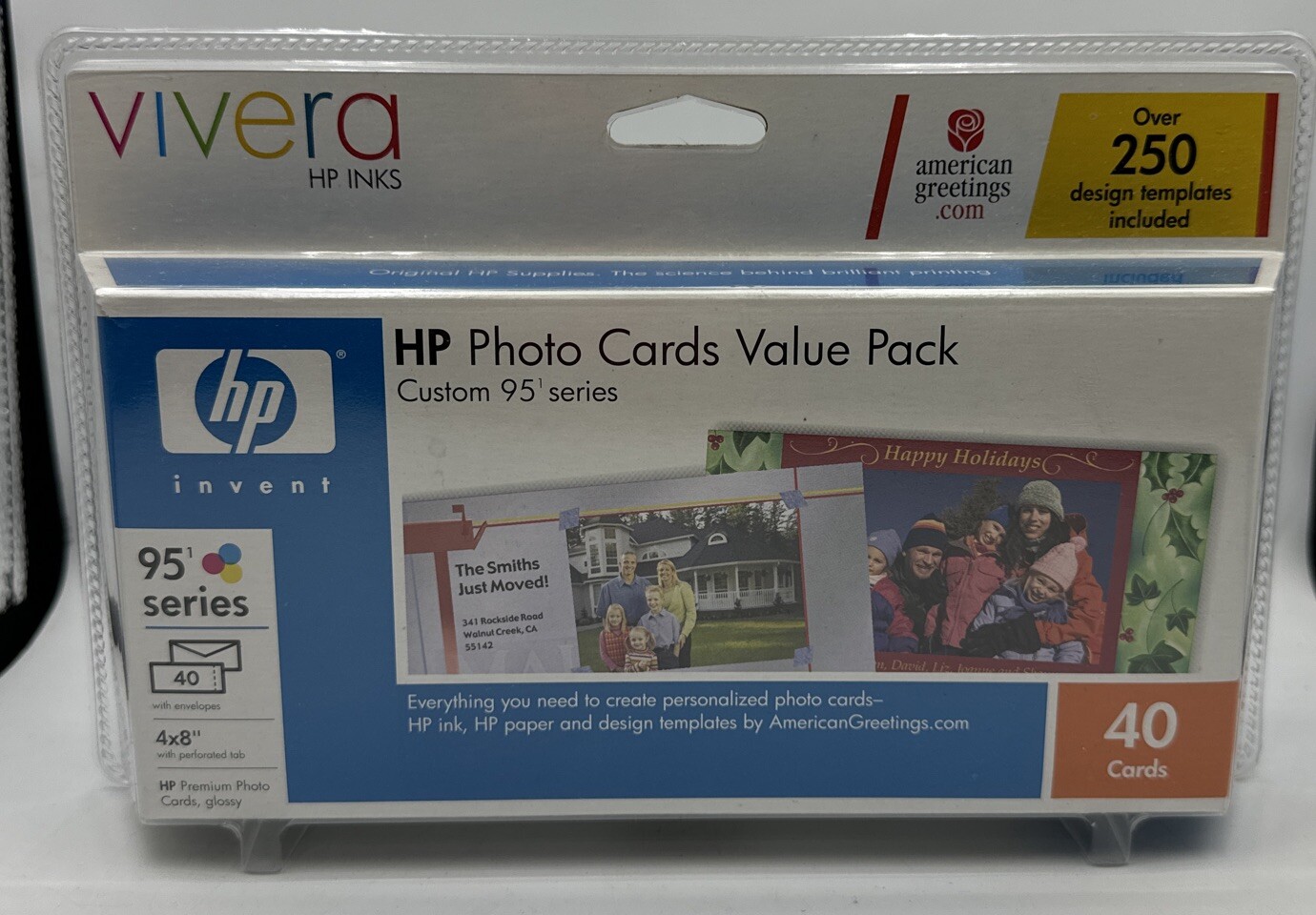 VIVERA HP 95 Series Photo Cards Value Pack-40 Cards Glossy Premium 4x8” Cards.