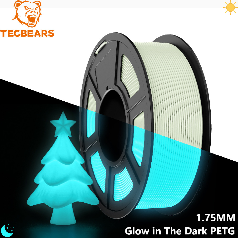 TECBEARS Glow in The Dark PETG Filament 1.75mm White to Glow Blue 3D Printer 1KG