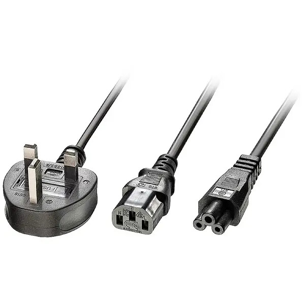 LINDY 30374 Y Power Cable [1x UK Plug - 2x IEC C13 Socket, Type Plug