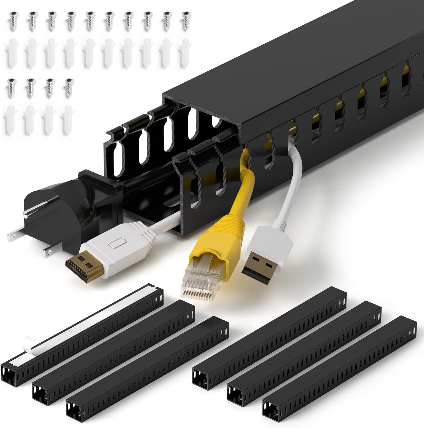 ZhiYo Slotted Wire Duct Cable Management – 6 Pack