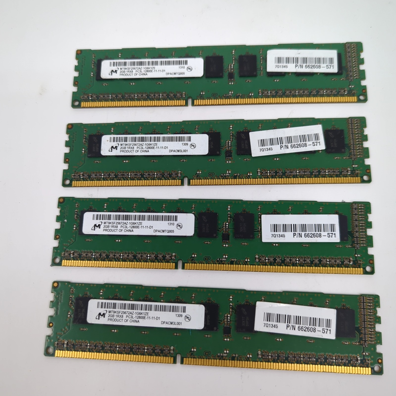 Micron 8GB (4x2GB) DDR3L-1600 ECC Unbuffered RAM HP PC3L-12800E 662608-571