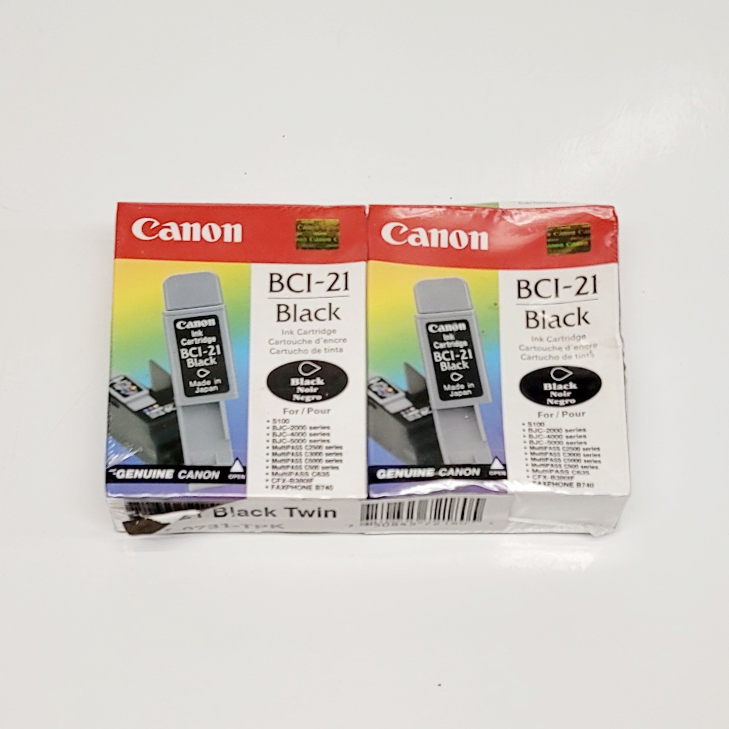 New Genuine CANON BCI-21 Black Ink Cartridge Two Pack In Boxes OEM- Age Unknown