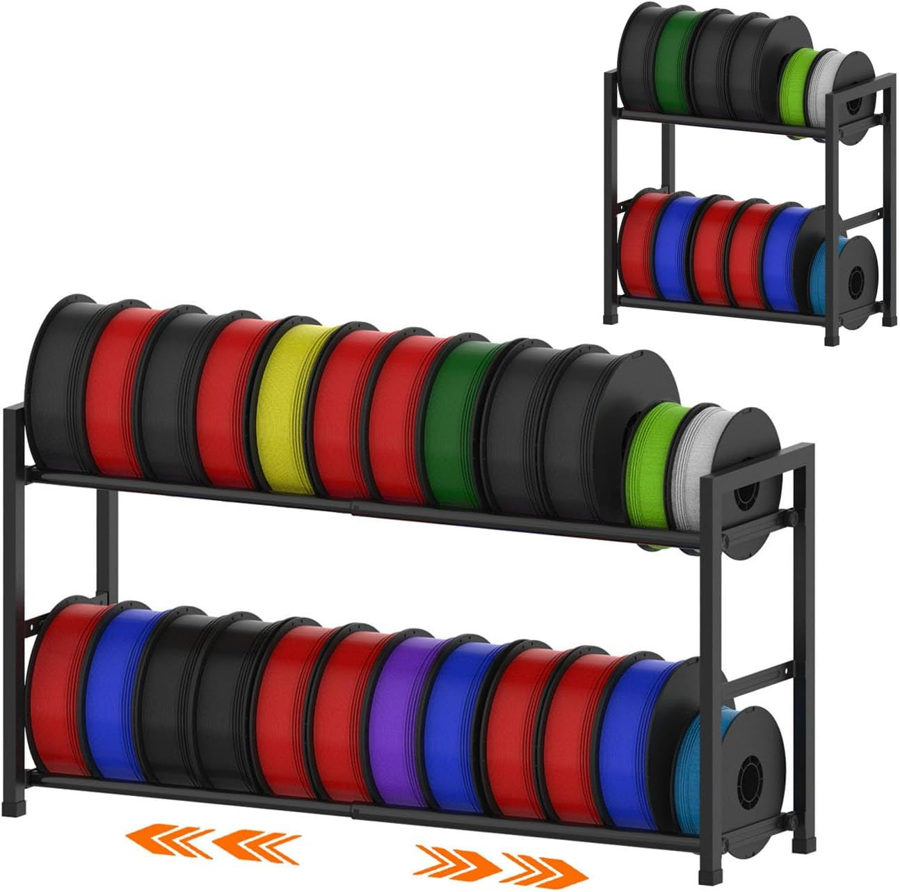 3D Printer Filament Storage Rack, 2-Tier Expandable Desktop Organizer, No Tools