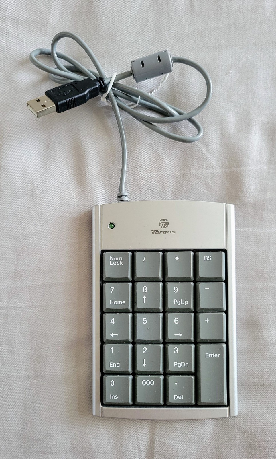 Targus 10-Key Numeric USB Keypad 2 USB Ports Gray PAUK10U Tested Works