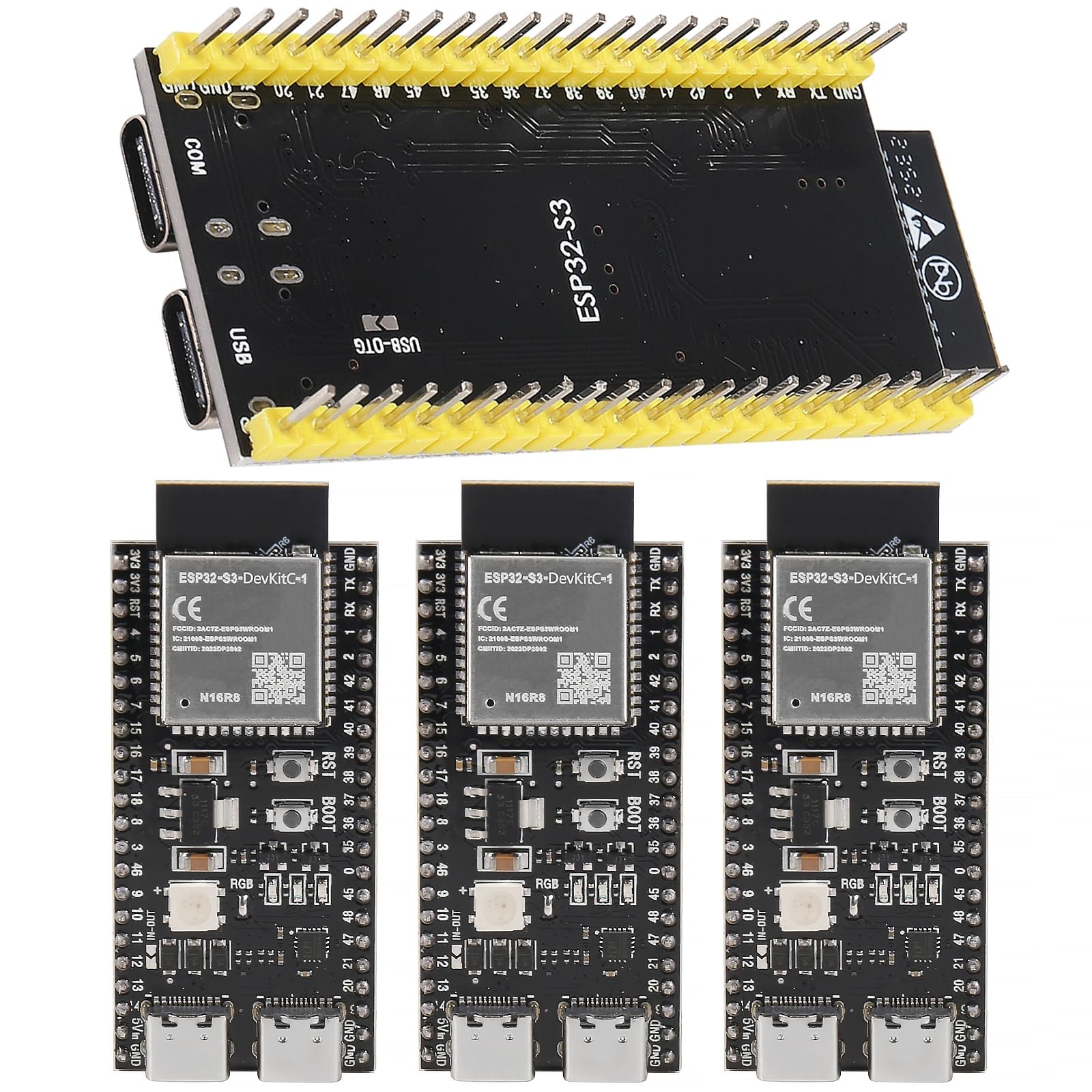 4 PCS ESP32S3DevKitC1N16R8 Development Board WiFi Bluetooth MCU Module