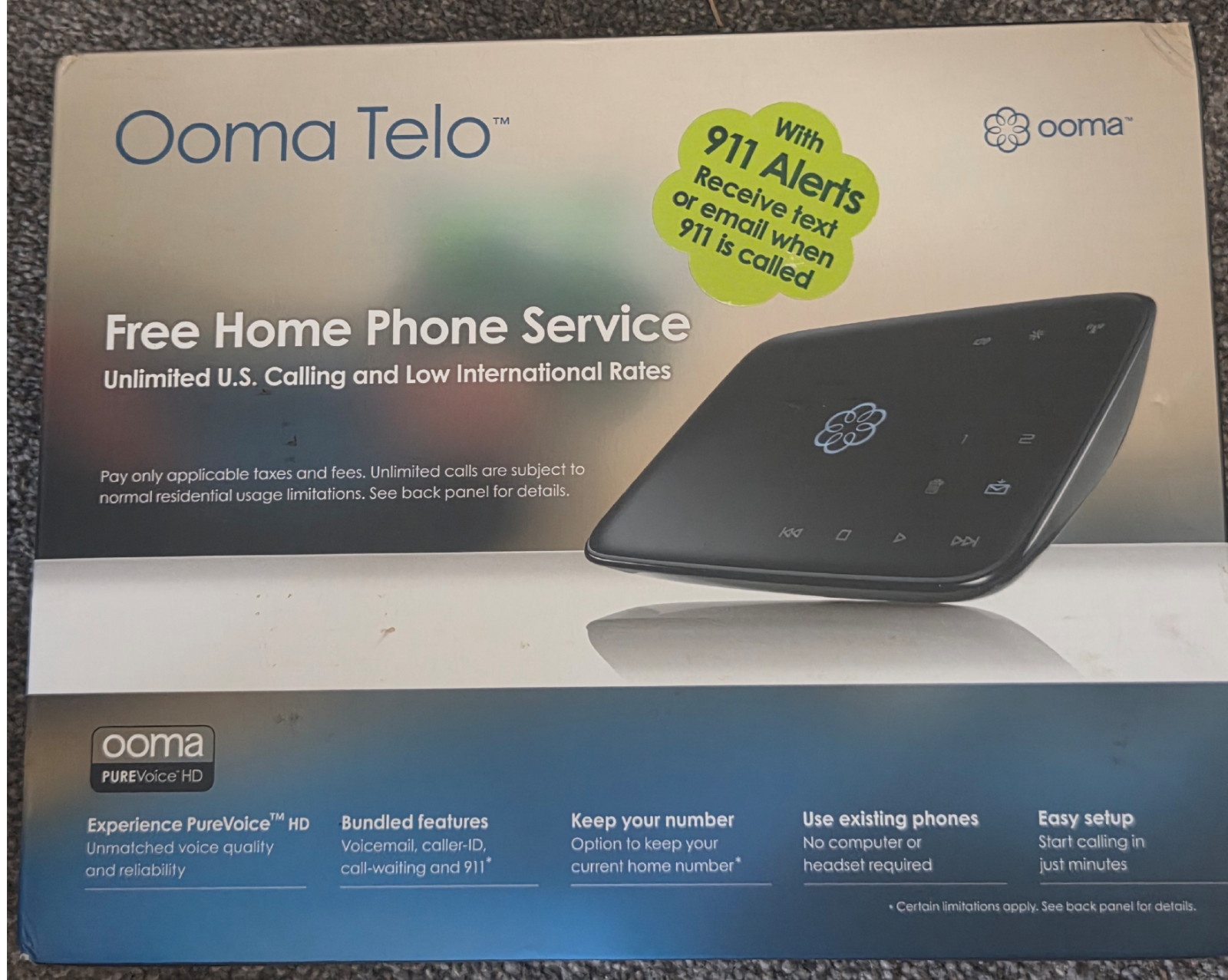 OOMA TELO 892943002100 Ooma Telo VoIP Home Phone Service New Sealed