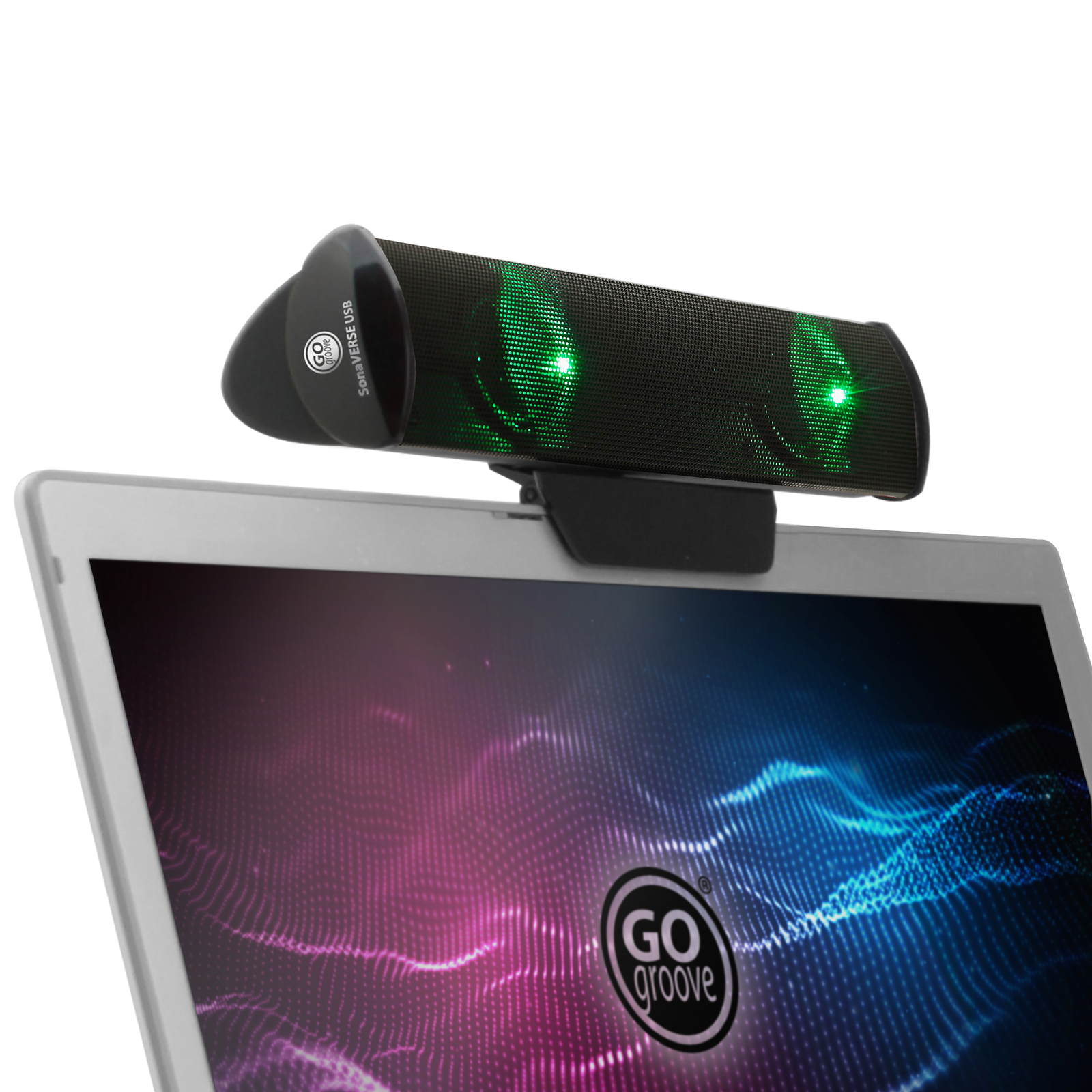 LED Laptop Computer Speaker with Clip-On Portable Soundbar Design