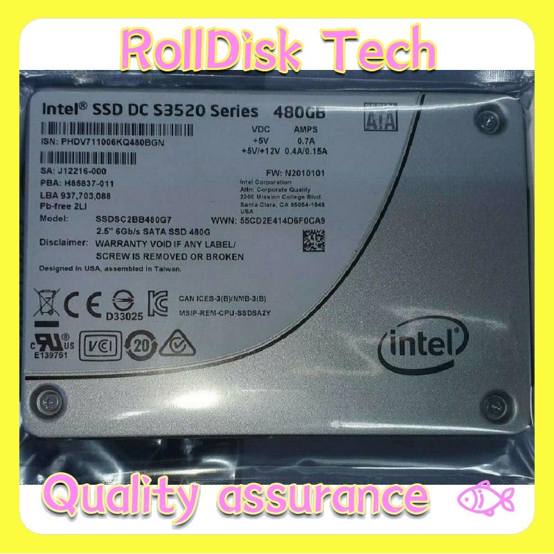 New Intel DC S3520 SERIES 480GB SSDSC2BB480G7 SATA-6GBPS 3D1 MLC 2.5" SSD Drives
