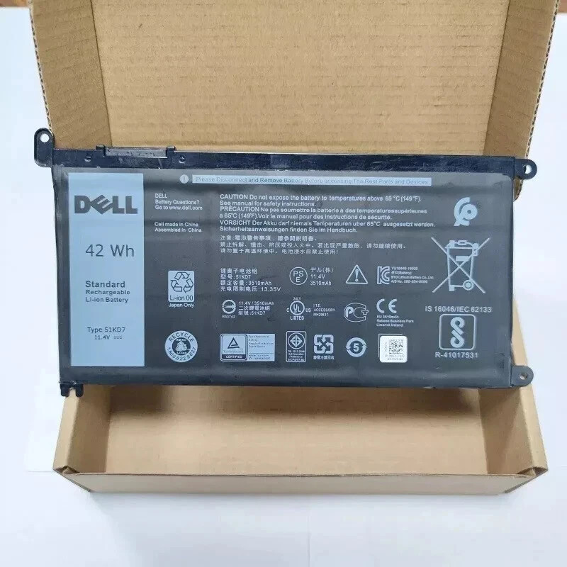 Genuine Dell Chromebook 3100 3180 3189 5190 3181 42wh Battery 51KD7 YWD3C OEM
