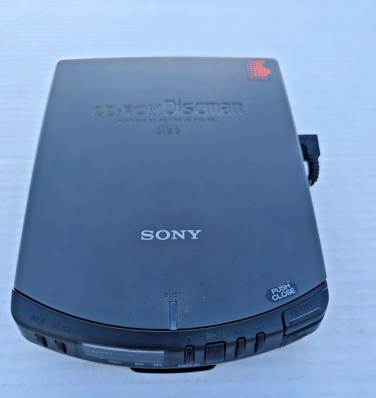 Sony Discman Portable External CD-ROM Drive PRD-650 w/ Battery Case Works