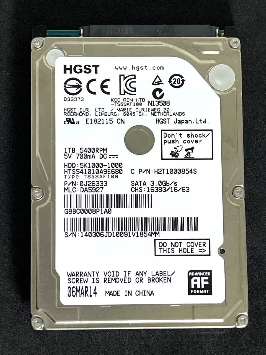 1TB  Used 968h - HTS541010A9E680 / HGST 2014 Production 2.5-inch, 9.5mm interna