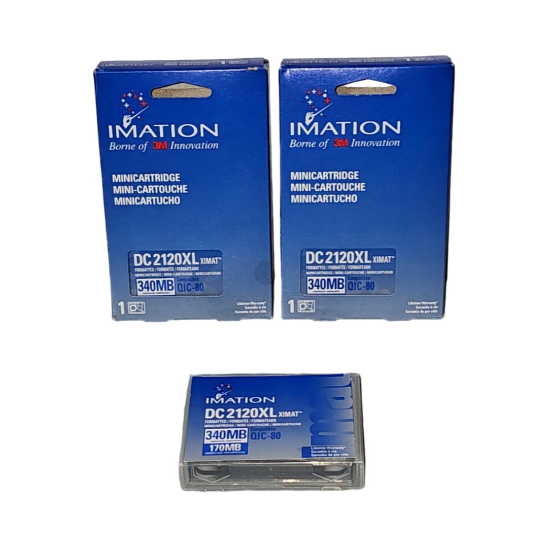Lot of 3 Vintage 3M DC 2120 XIMAT 120MB QIC‑80 Mini Data Cartridges Excellent