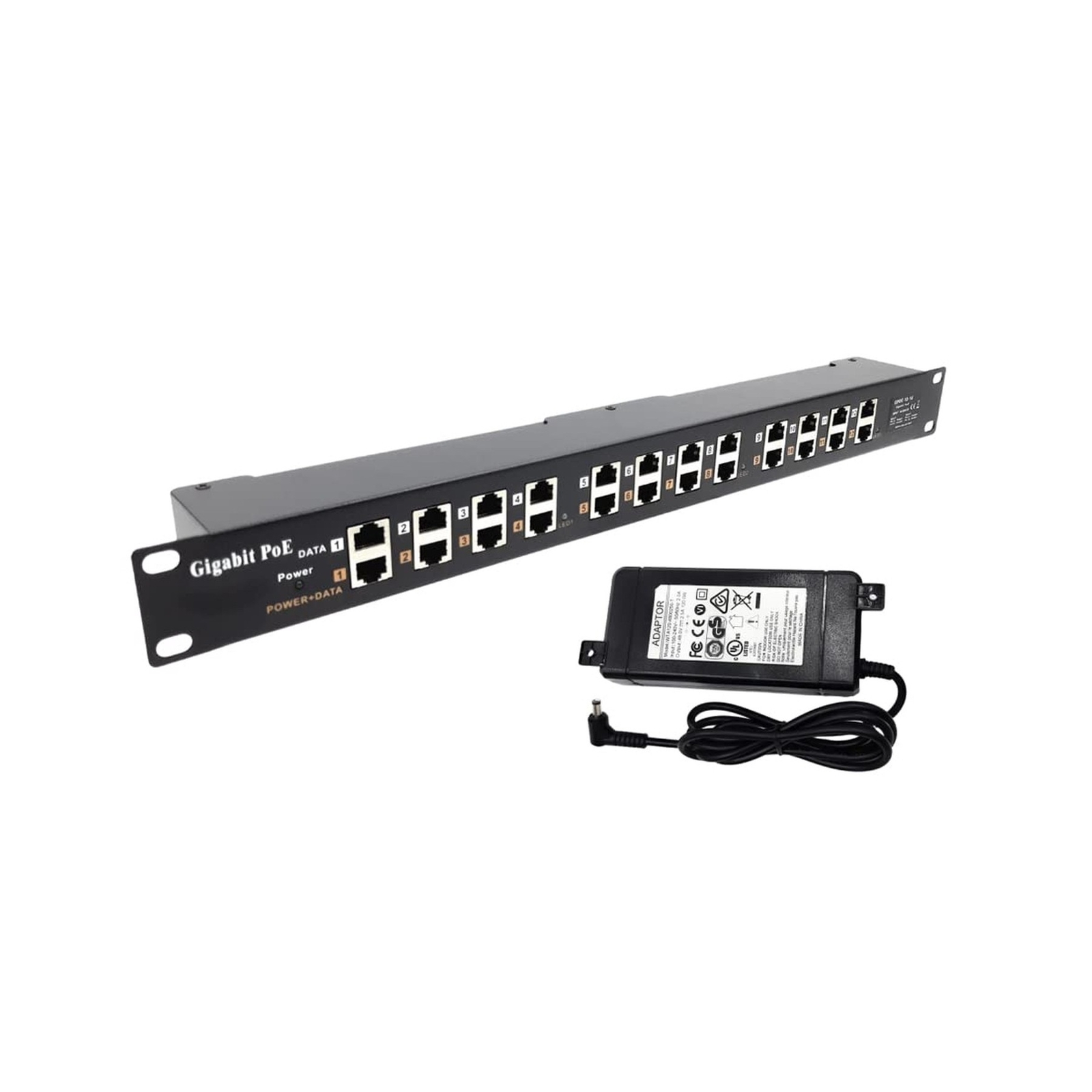 PoE Texas - PoE Injector - 12 Port Gigabit Passive Midspan Injector with 48V ...