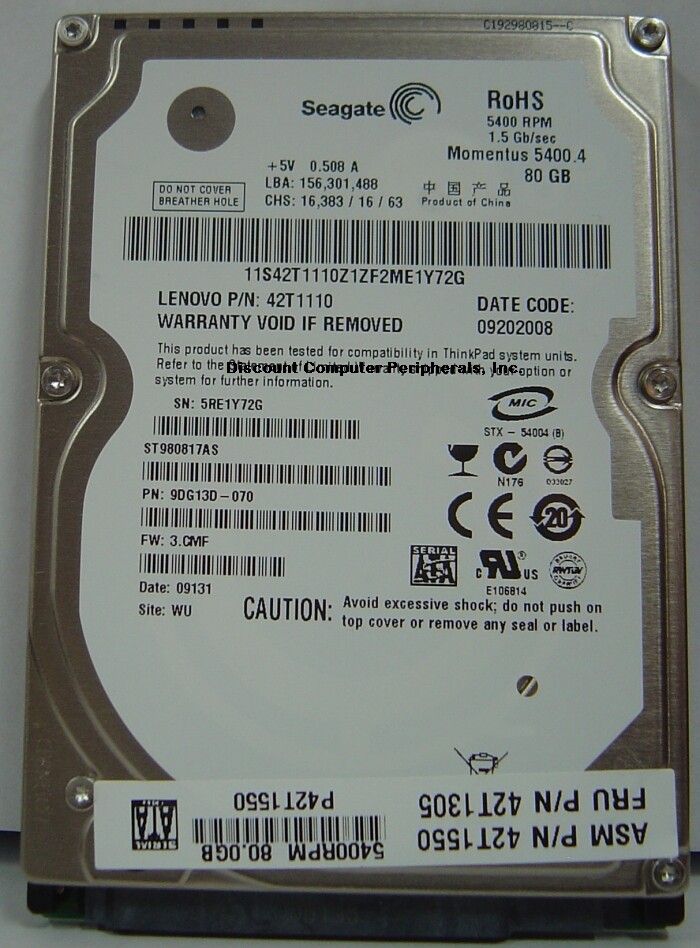 New ST980817AS 80GB SATA 5400RPM 2.5in 9.5MM Hard Drive Seagate USA Seller