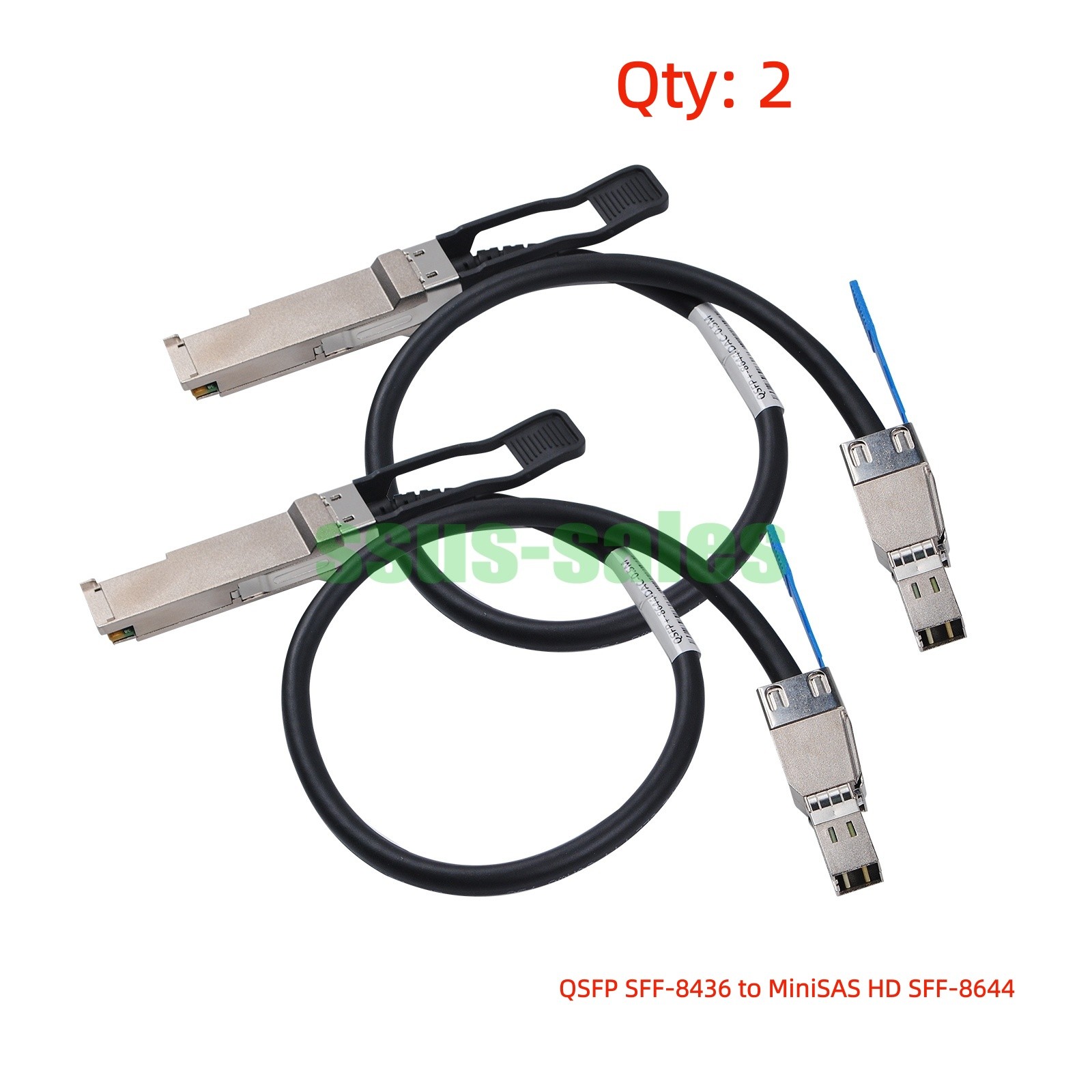 2PCS 0.5m QSFP SFF-8436 to SFF-8644 MiniSAS HD SAS 3.0 12Gbps External Cable NEW