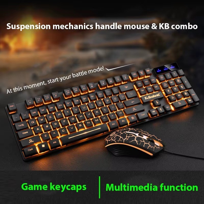 KM320 Waterproof Luminous Gaming Keyboard & Mouse Set Backlit RGB