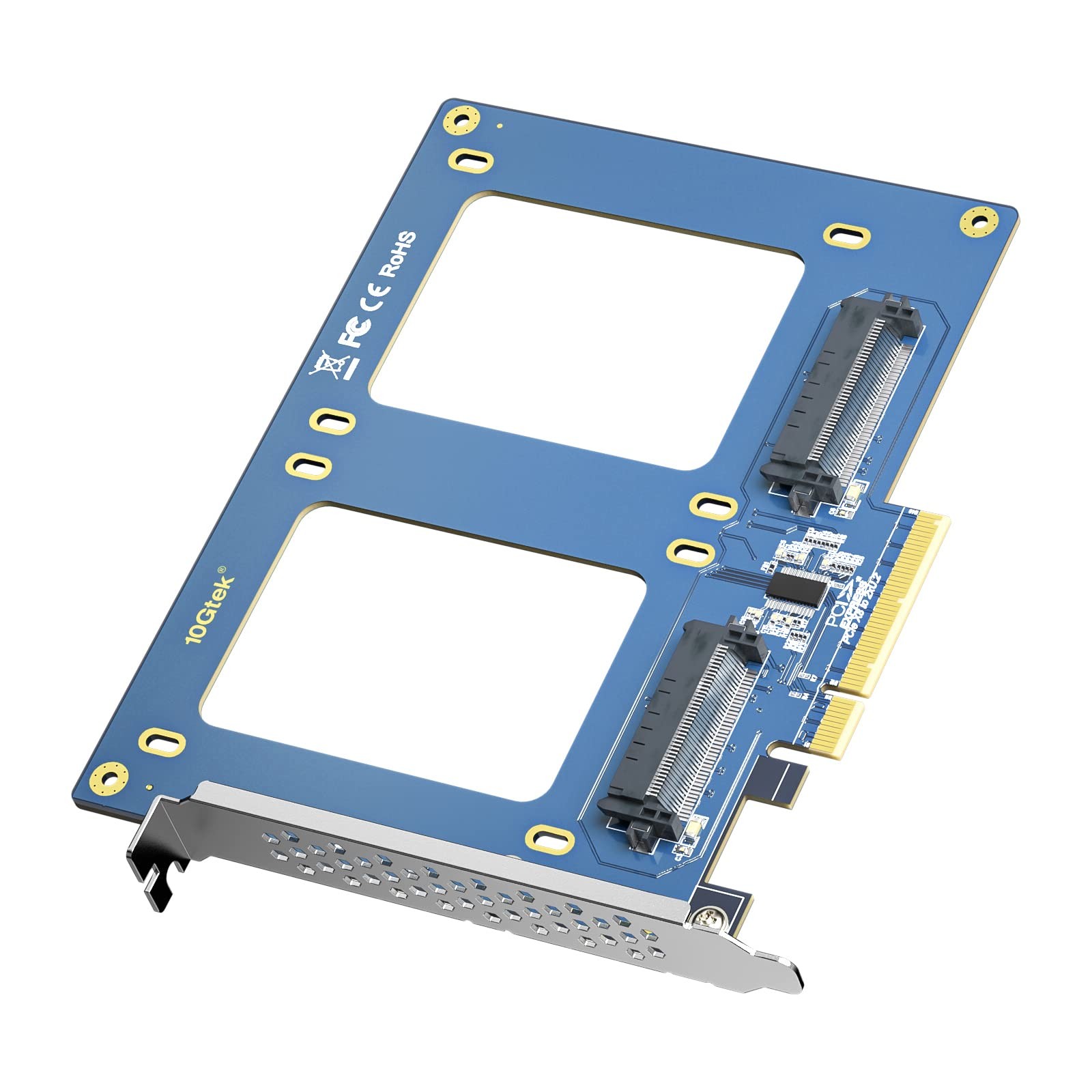 10GTEK PCIe 3.0 x8 to Dual U.2 NVMe SSD (2x) SFF-8639, U.2,