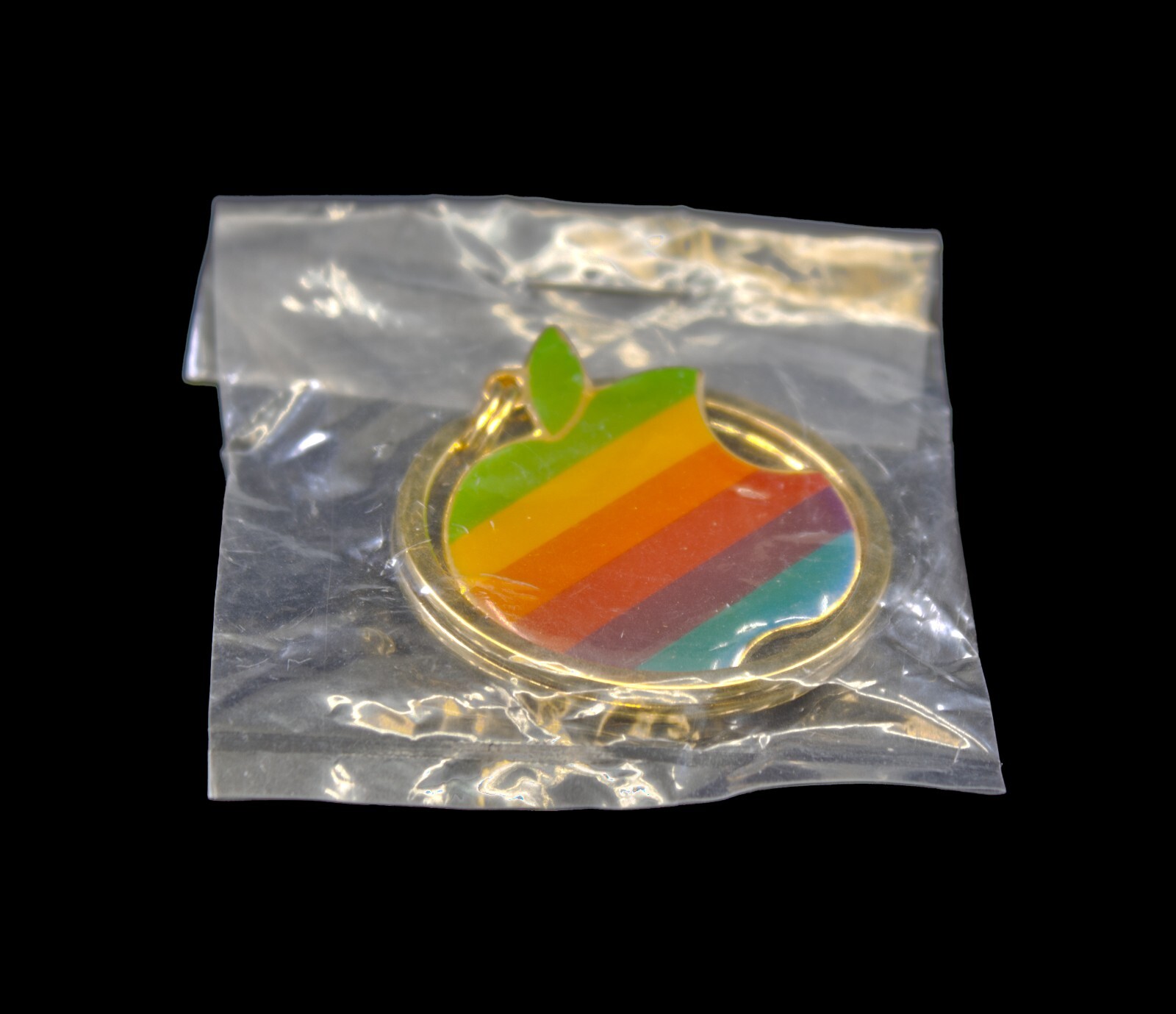 Vintage 80's Apple Computer Retro Rainbow Apple Keychain | Sealed - NIB