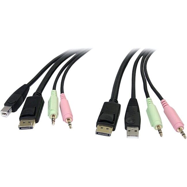 StarTech 6ft 4-in-1 USB DisplayPort KVM Switch Cable w/ Audio & Microphone