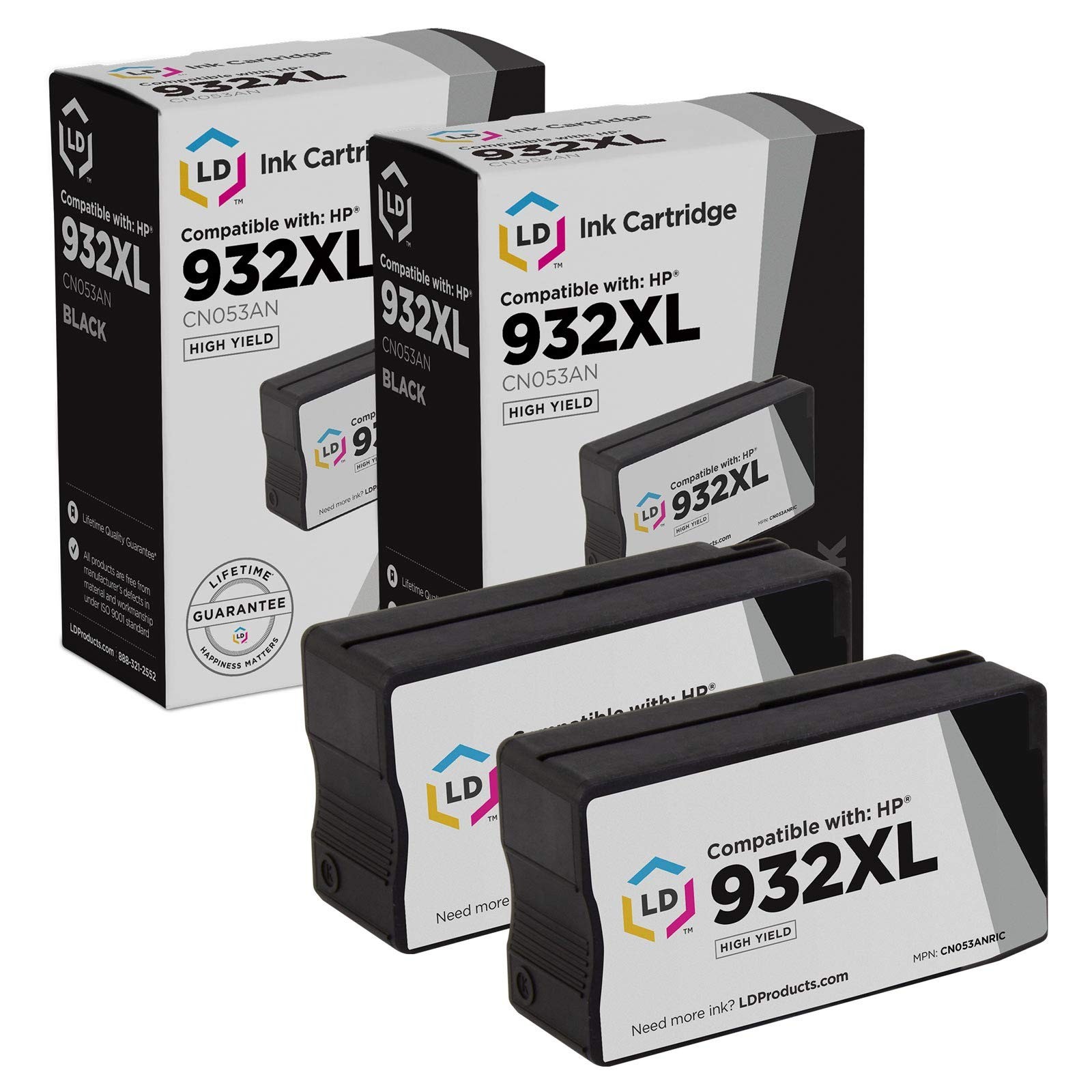 LD Compatible Replacement for HP 932XL/CN053AN 2PK Ink Cartridges