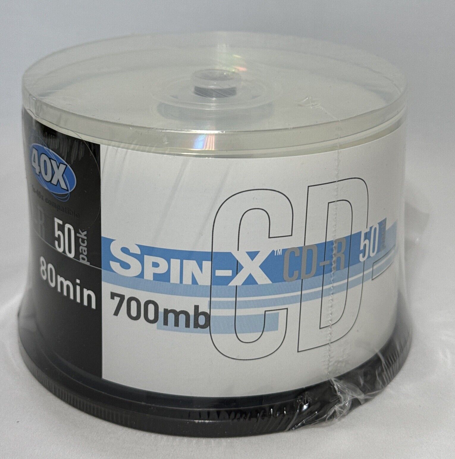 Spin-X CD-R 40X 80 Min 700mb 50 Pack Blank Recordable Media compact discs NOS