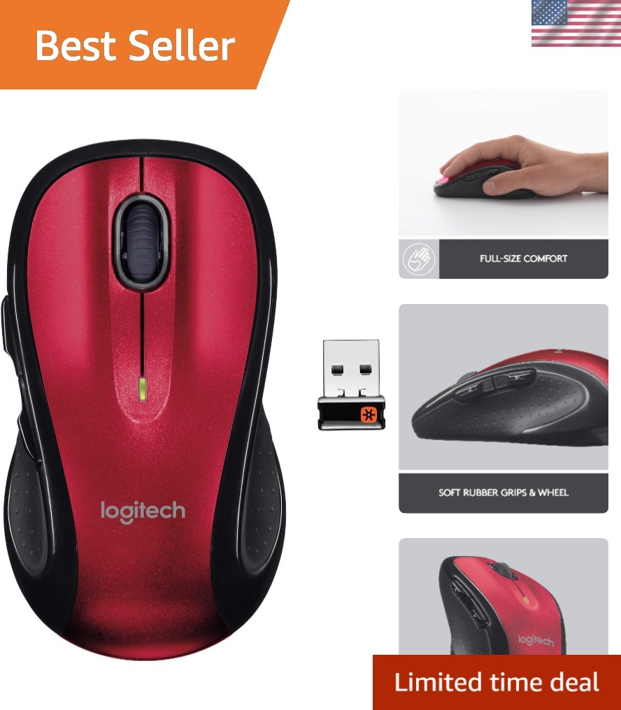M510 Wireless Computer Mouse – Comfortable Shape with USB Unifying Receiver, ...
