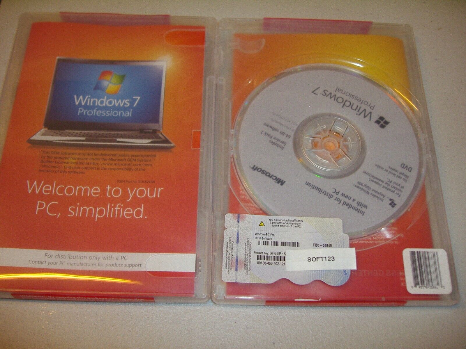 Microsoft Windows 7 Professional 64 bit x64 Full English DVD MS WIN=NEW SEALED=