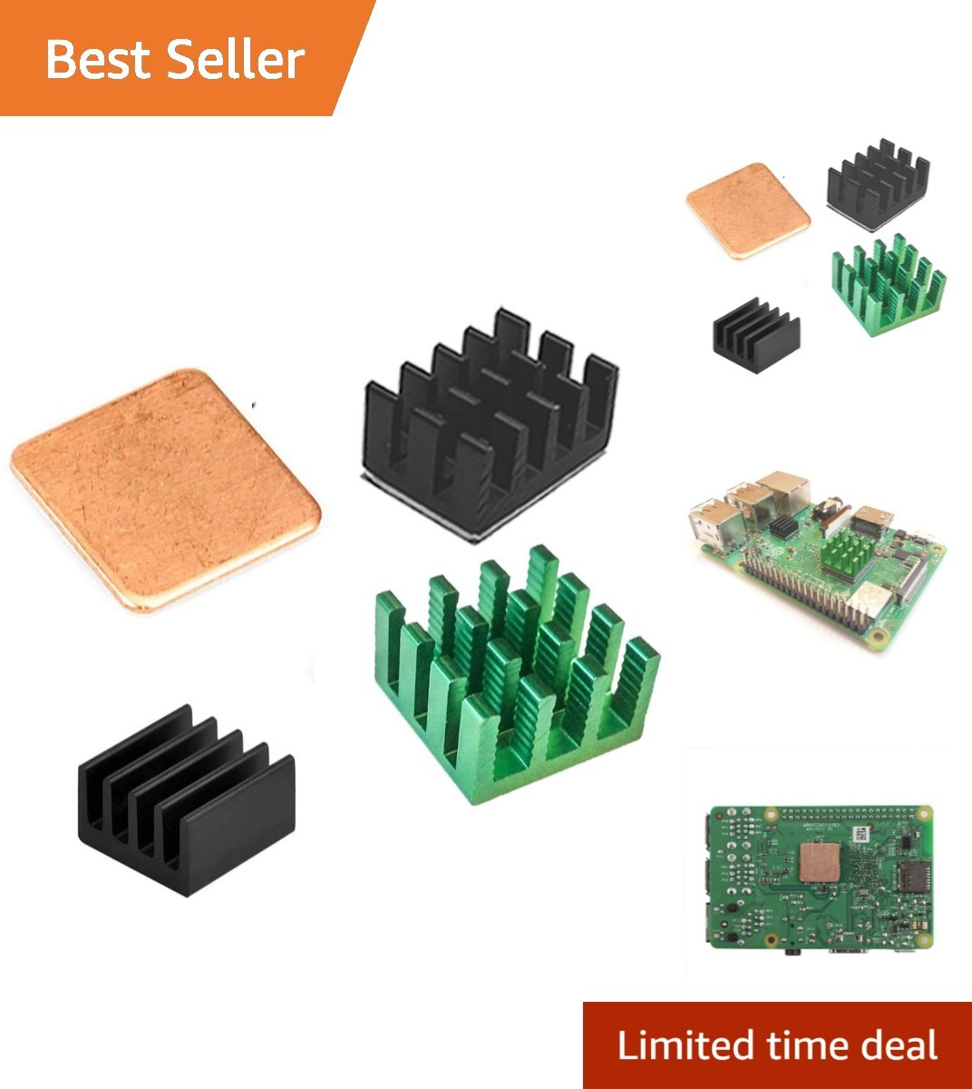 Advanced Cooling Solutions: Raspberry Pi Heatsink Kit with Adhesive Tape - 4pcs