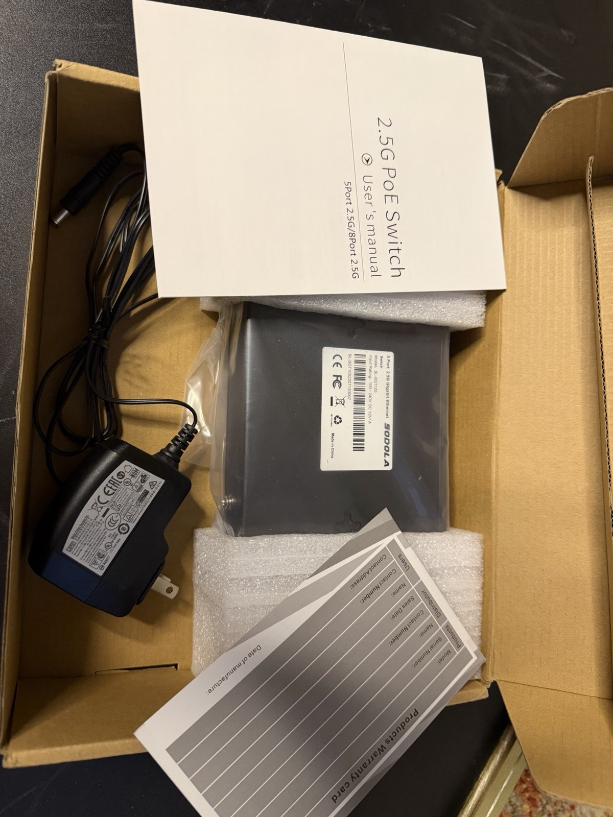 SODOLA 5-Port 2.5G Gigabit Ethernet Switch SL-SGT105 New Open Box Complete