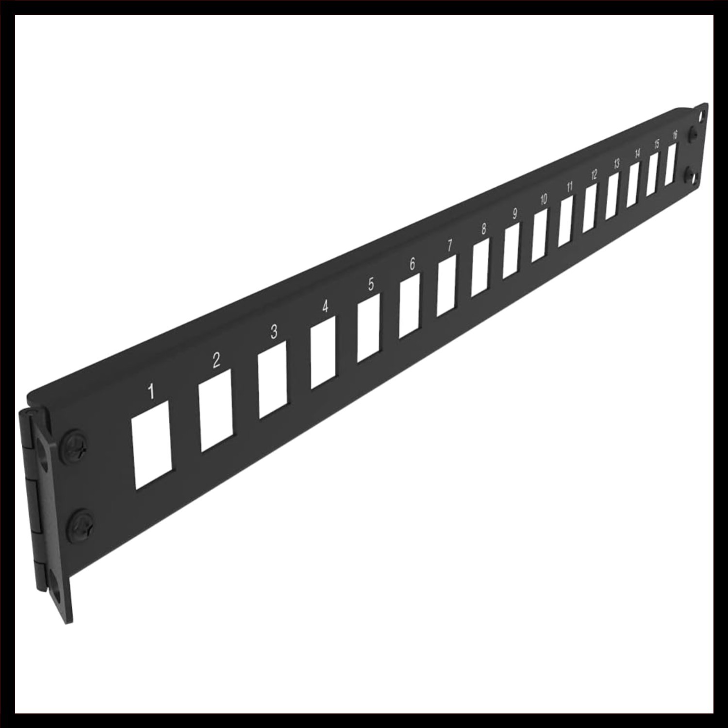 Black 16-Port 1U Hinged Patch Panel for Keystone Jack - Rackmount Network Cab...