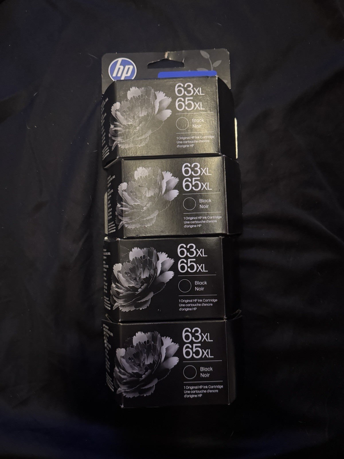 4 Pack Bundle Genuine HP 63XL 65XL Black Ink Cartridges - New - Jan 2028