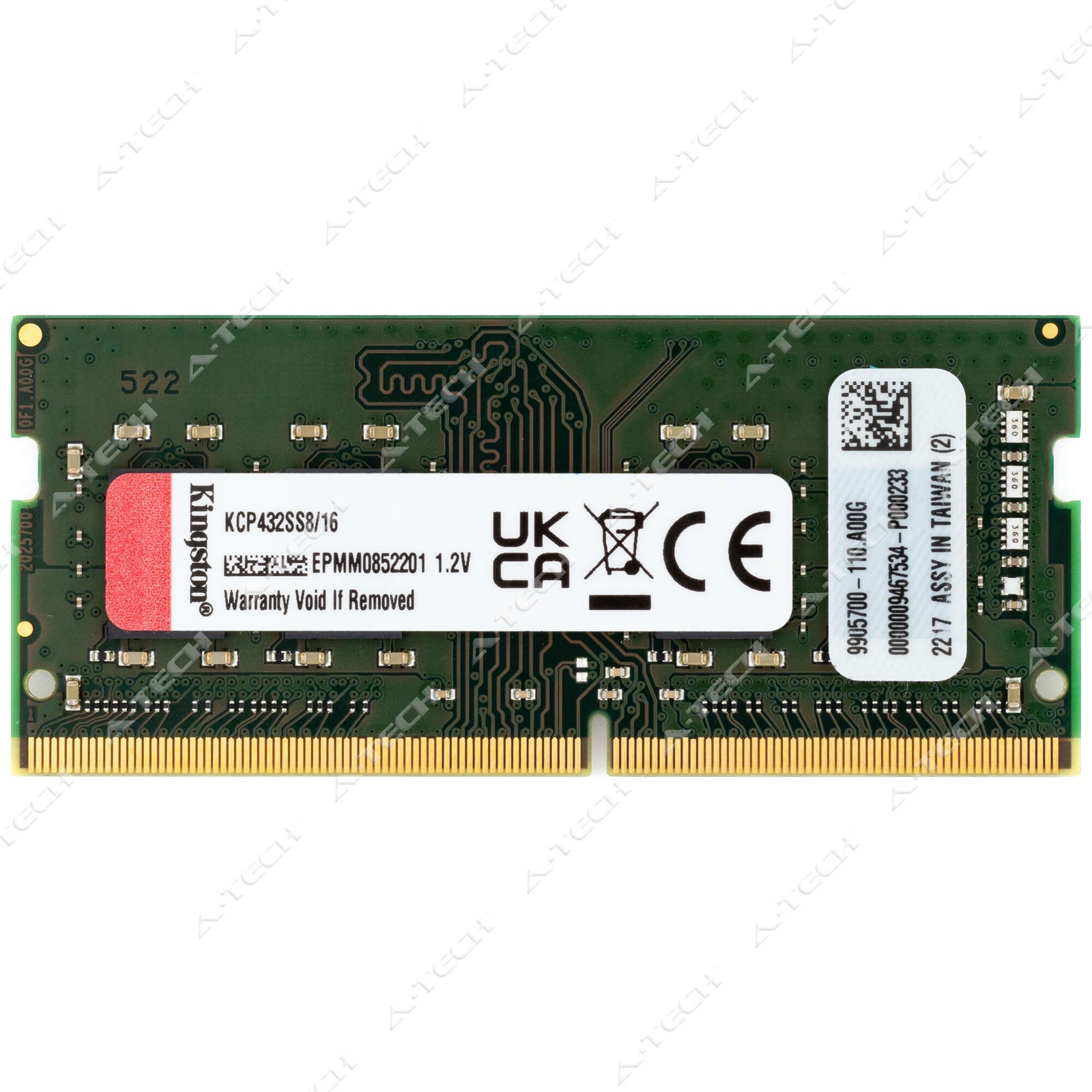 Kingston 16GB DDR4 3200 MHz PC4-25600 1Rx8 SODIMM Laptop Memory RAM KCP432SS8/16