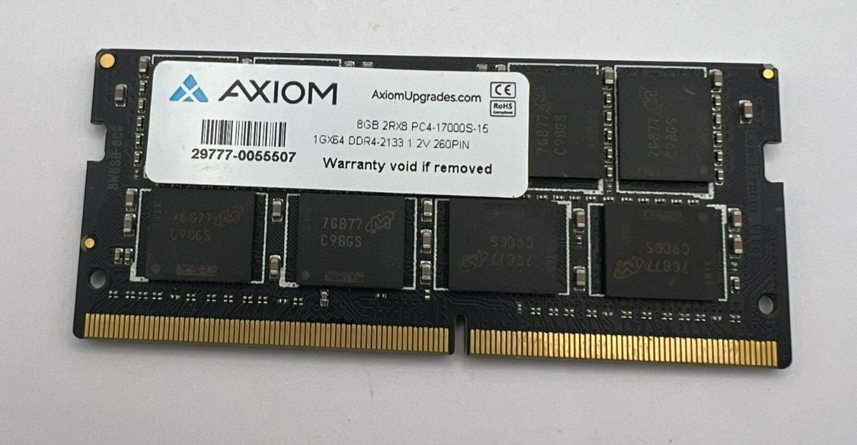 AXIOM 8GB 2Rx8 PC4-17000S-15 DDR4-2133 LAPTOP RAM 29777-0055507 (K60-79)