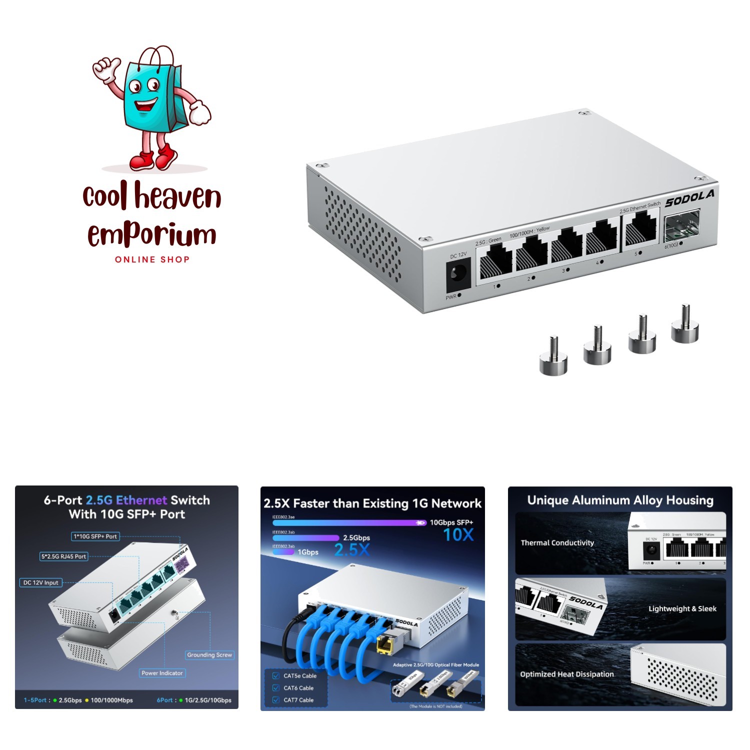 Ultra-Fast 5-Port 2.5Gb Unmanaged Switch with 10G SFP+ for Seamless Connectivity