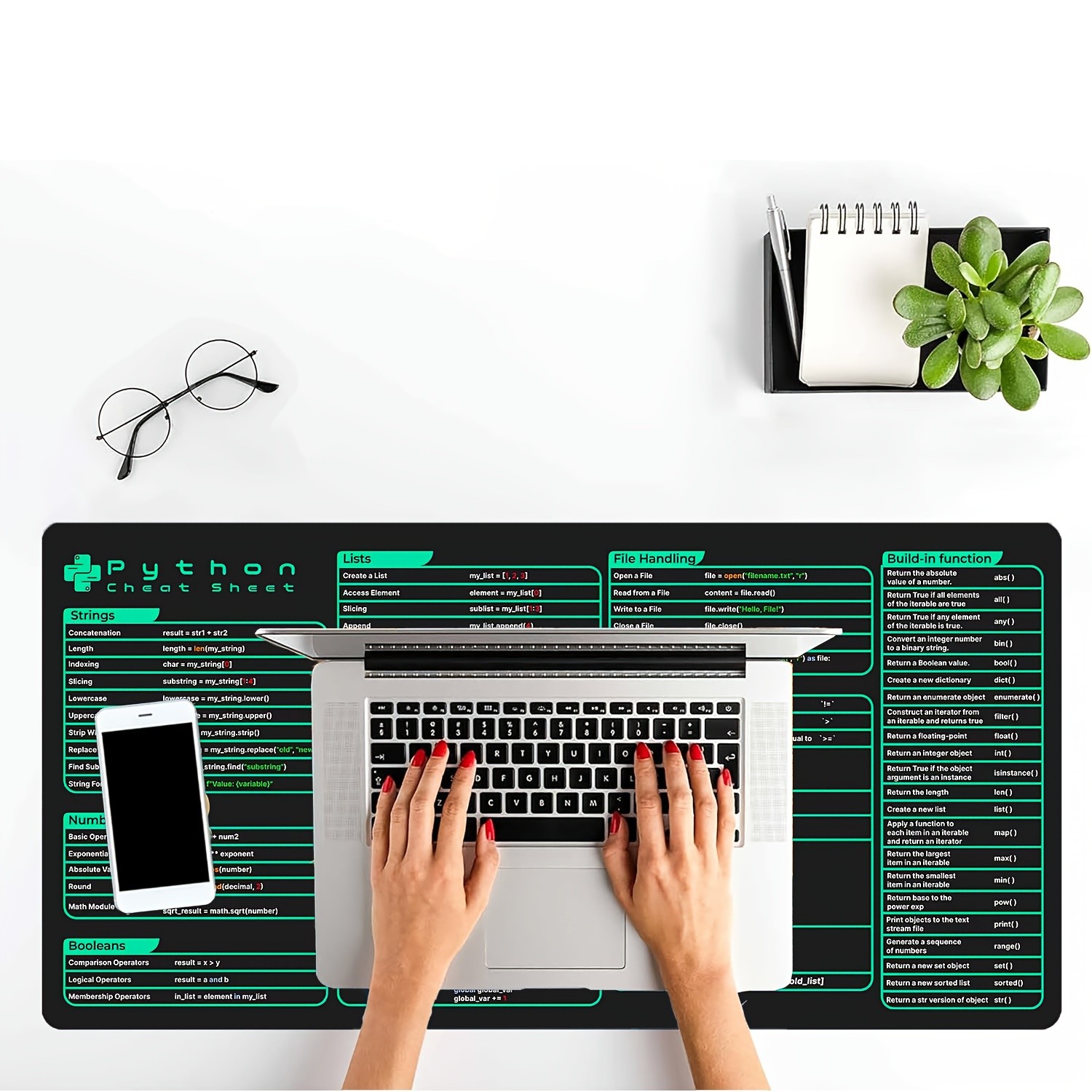 1pc Python Cheat Sheet Desk Mat for Software Engineers Large Gaming Mouse Pad