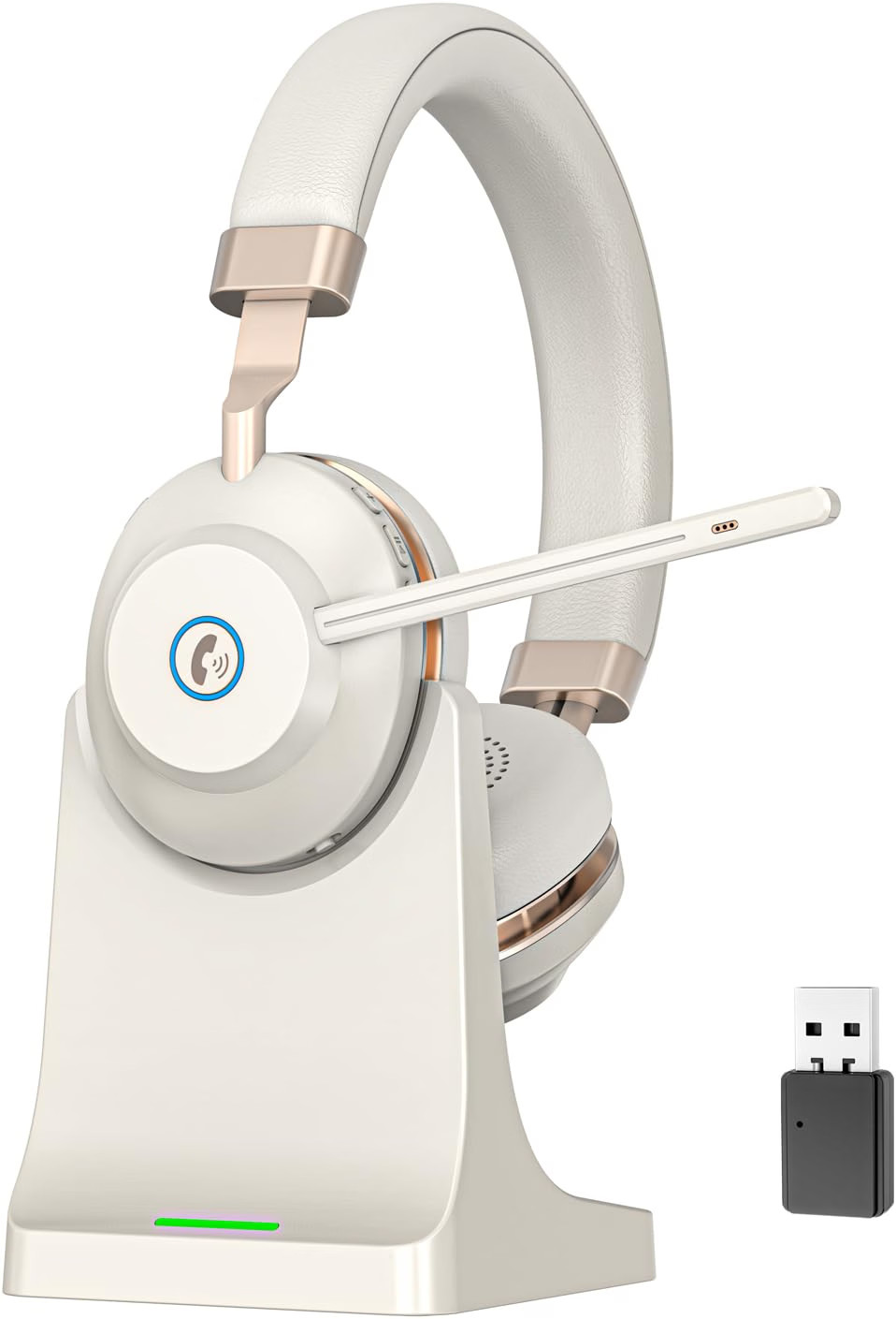 Wireless Headset with Mic for Work, V5.2 Bluetooth Headset with Microphone Home