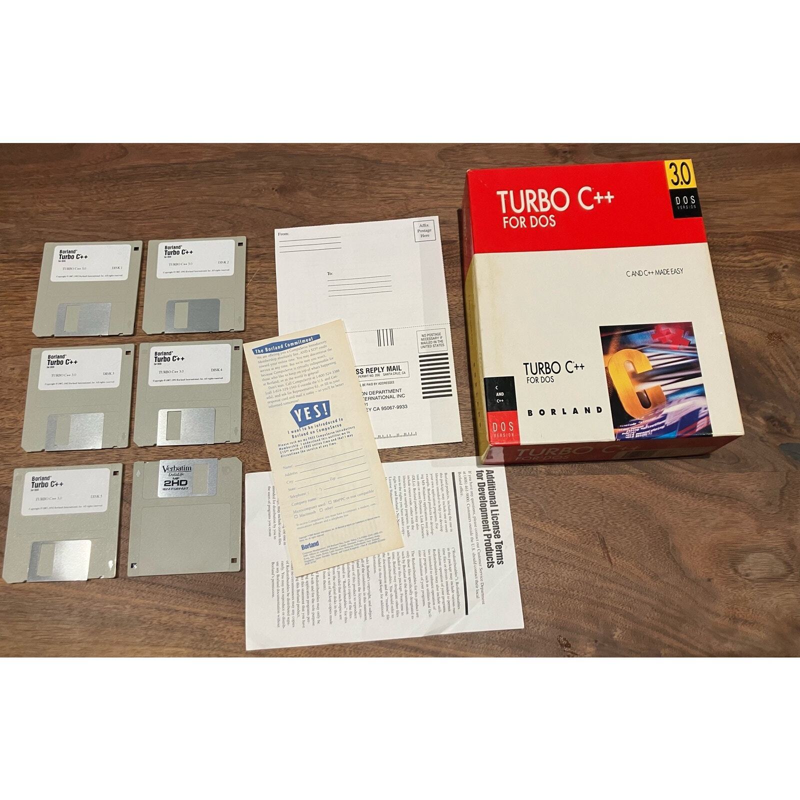  Borland Turbo C++ for DOS Windows 3.5’’ DD Disk Sets 1992, with Box, Vintage