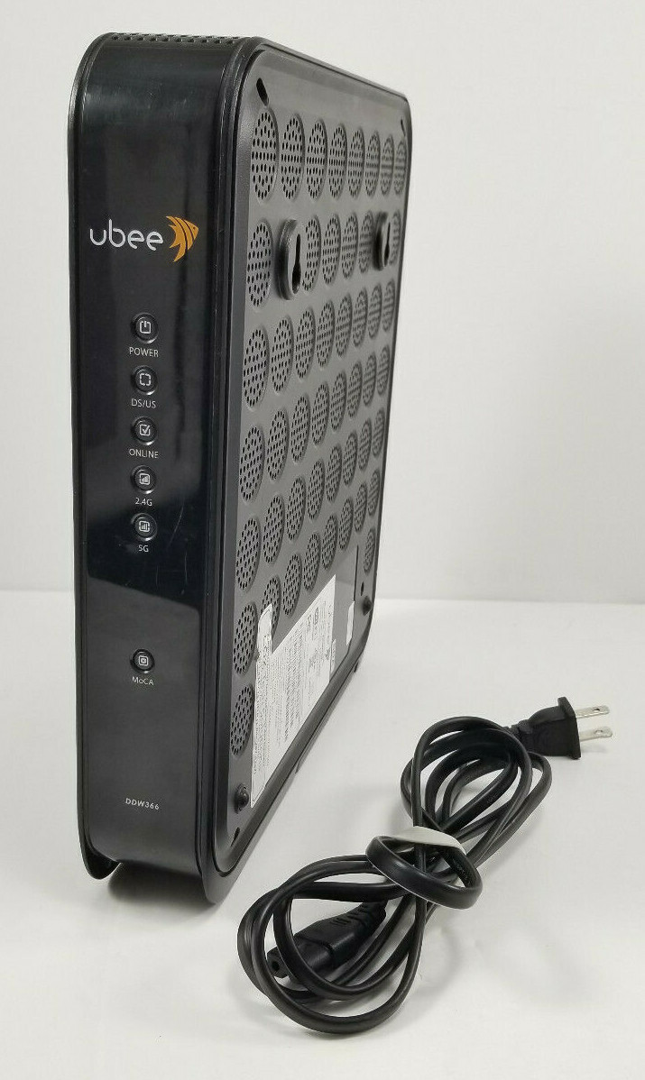 UBEE DDW366 Dual Band WiFi Cable Modem - 100-120Vac, 60Hz, 0.9A