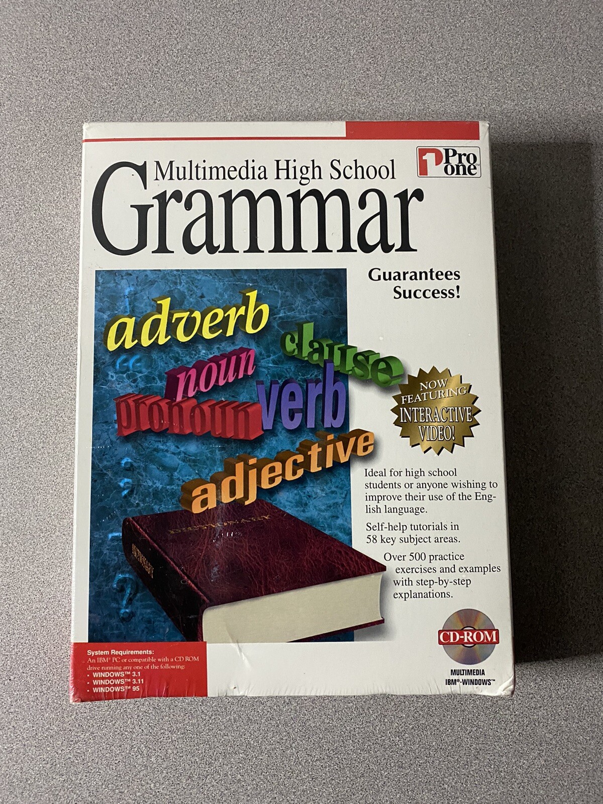 Multimedia High School Grammar (PC 1995 Pro One 2 Disc) Vintage Windows Software