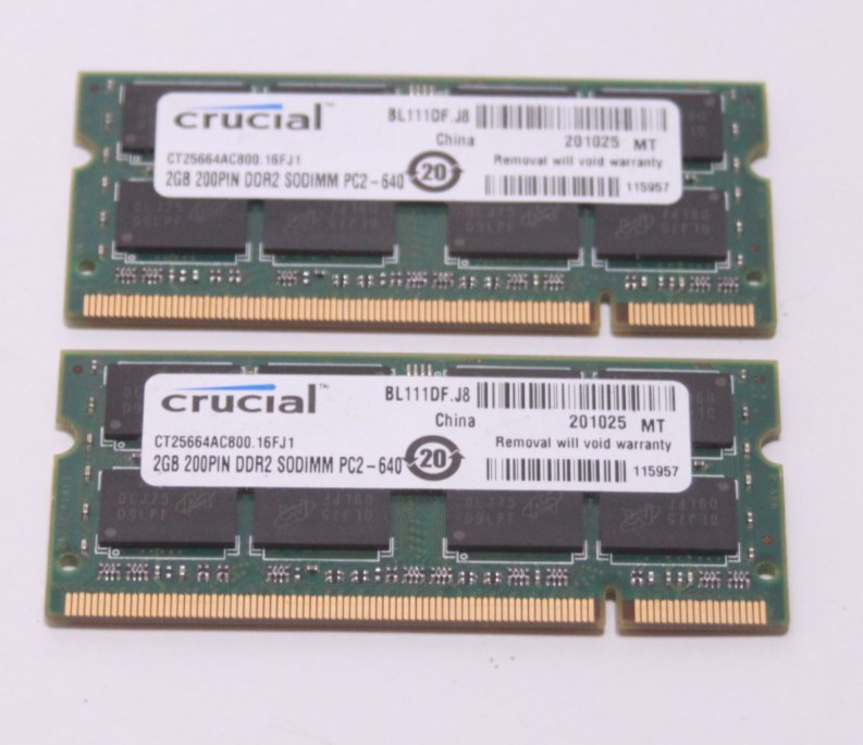 Crucial PC2-6400 2 GB SO-DIMM 800 MHz DDR2 SDRAM Memory (CT25664AC800)